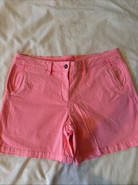 Casual Cotton-Blend Bright Pink Shorts